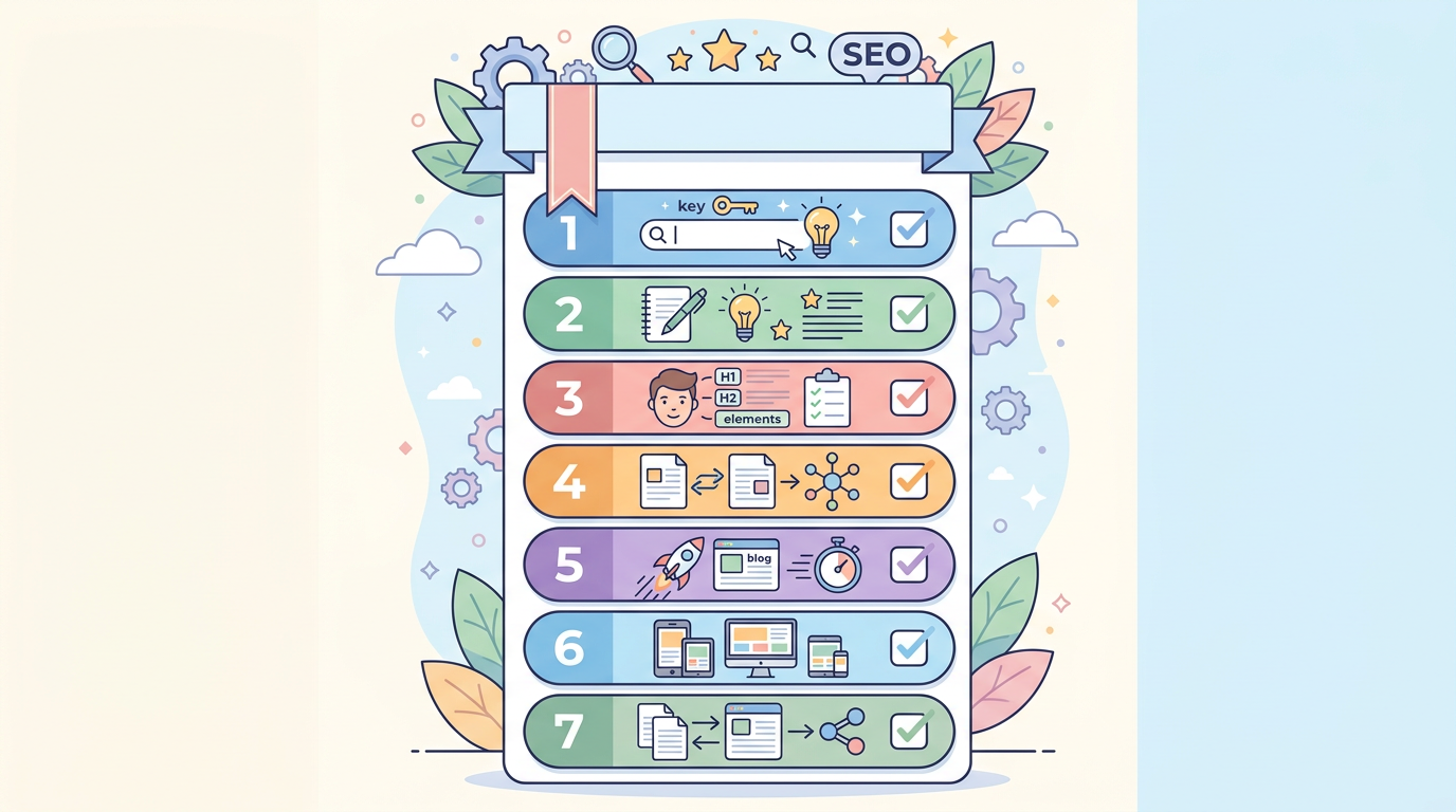 블로그 SEO 최적화 7가지 전략을 한눈에 정리한 체크리스트 인포그래픽