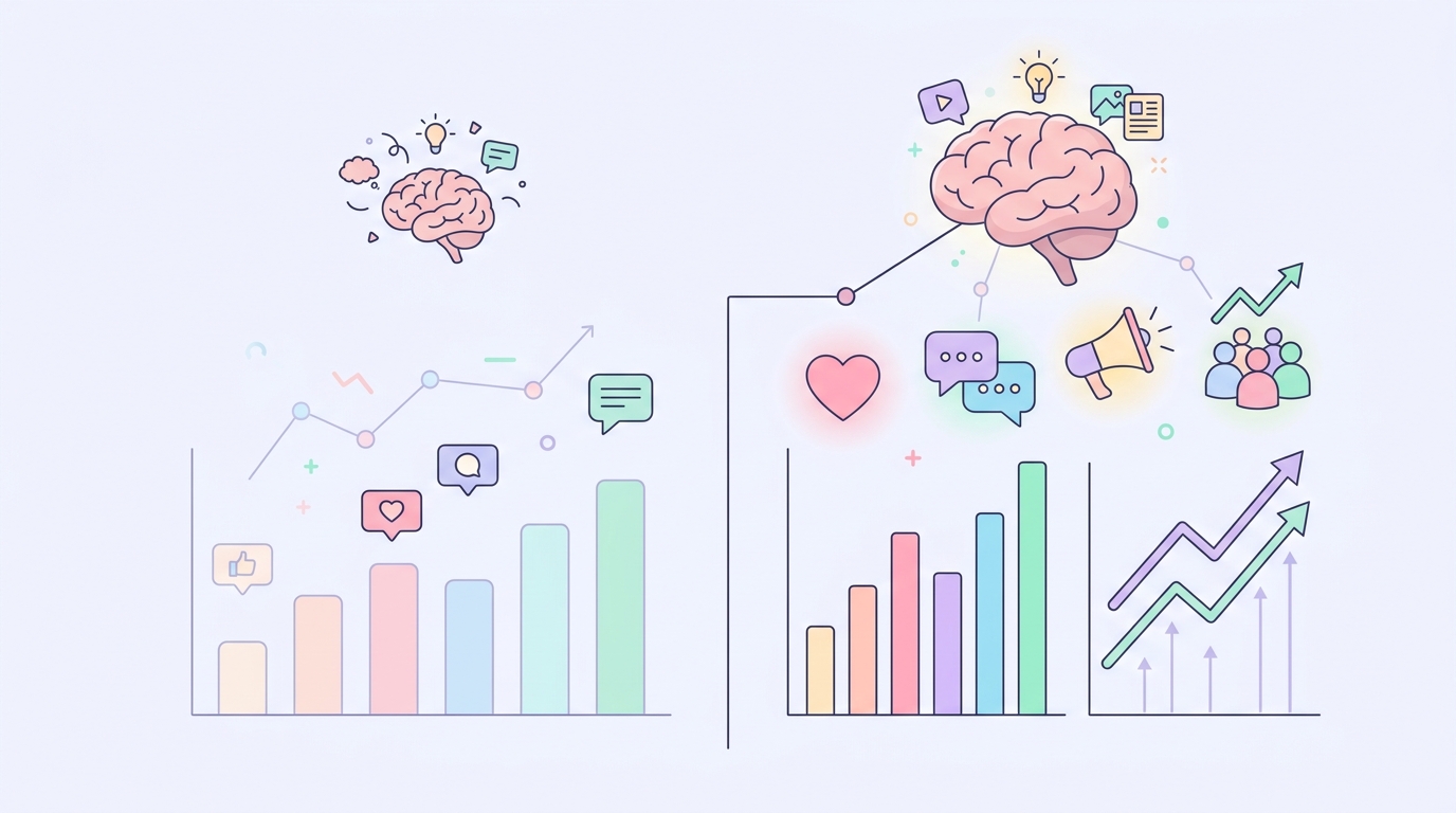 브랜드 스토리텔링 전략 실행 전후 SNS 성과 비교 그래프