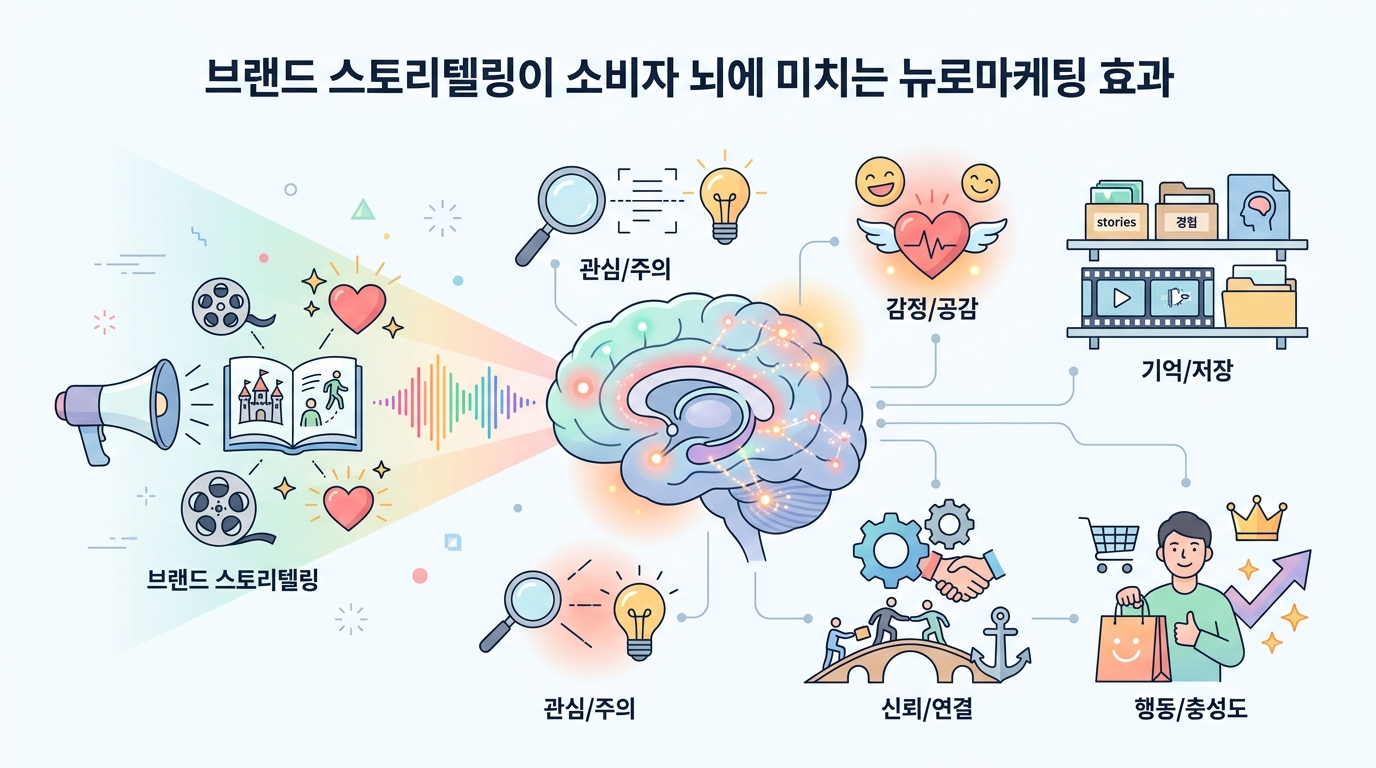 브랜드 스토리텔링이 소비자 뇌에 미치는 뉴로마케팅 효과 인포그래픽