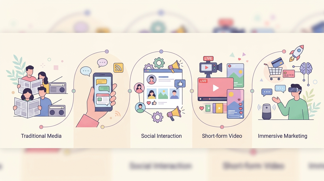 SNS 콘텐츠 마케팅 트렌드 변화를 나타내는 인포그래픽