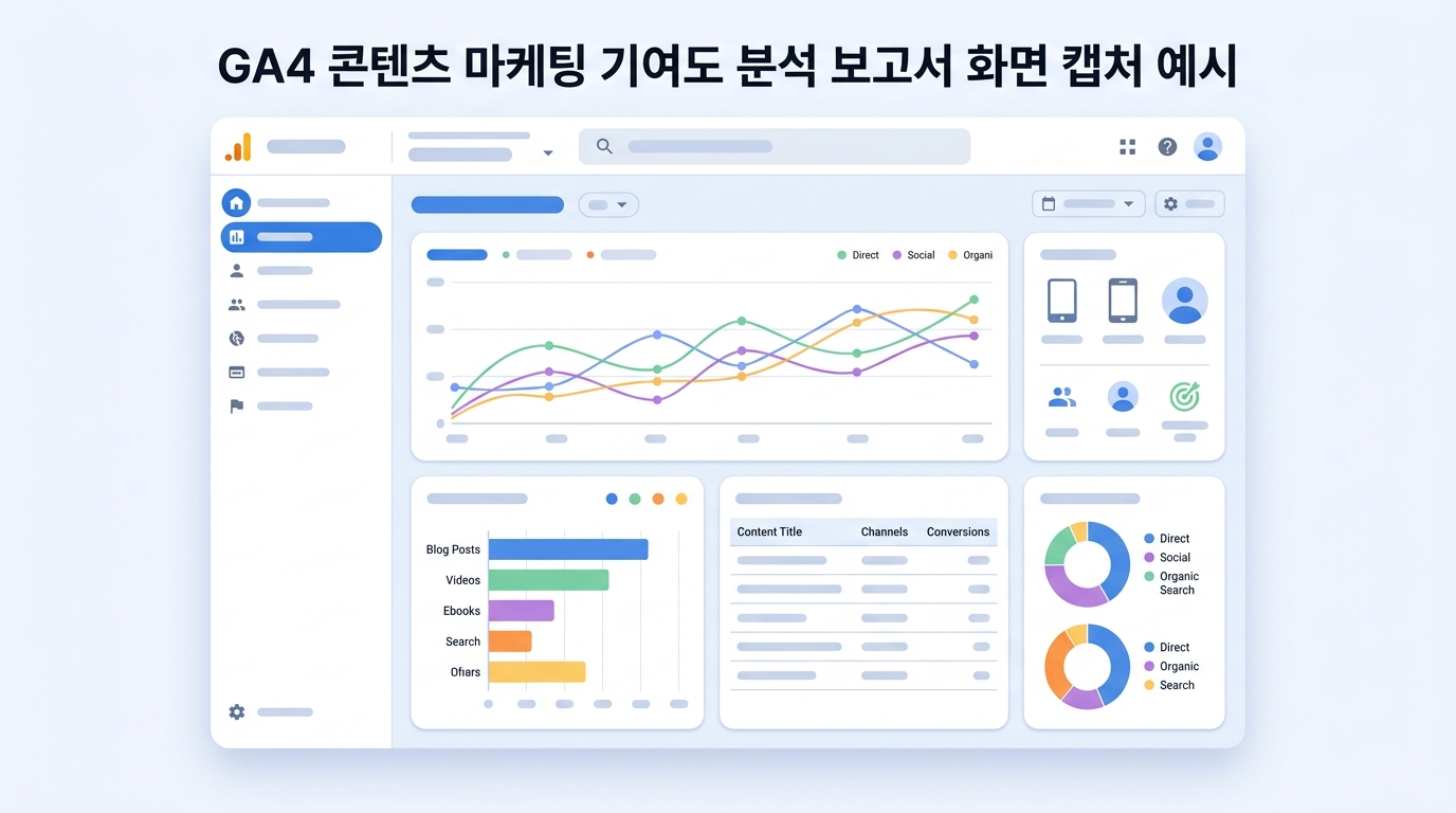 GA4 콘텐츠 마케팅 기여도 분석 보고서 화면 캡처 예시