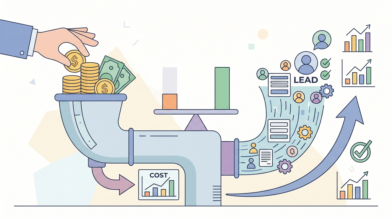 콘텐츠 마케팅 비용 대비 리드 생성 효과를 비교하는 인포그래픽