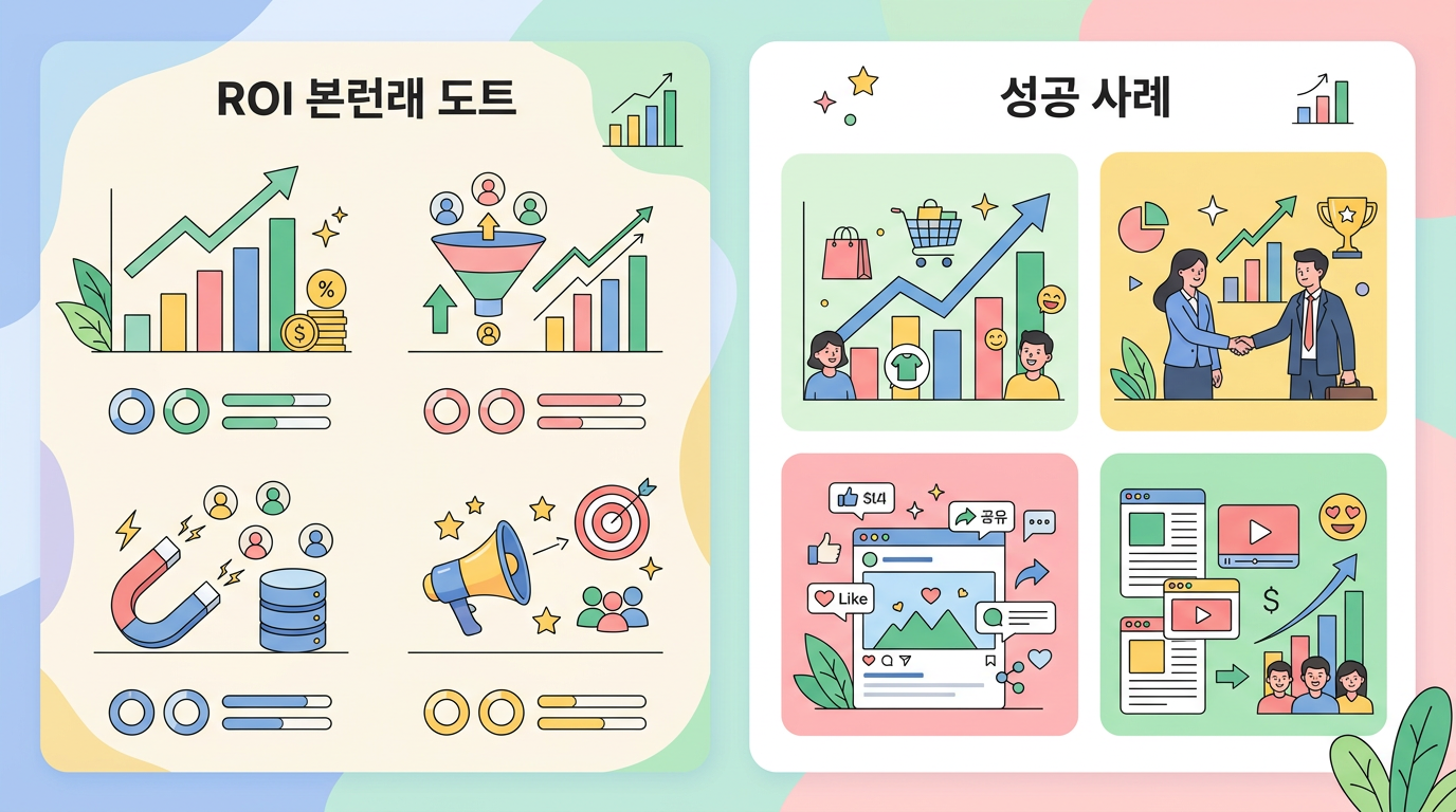 콘텐츠 마케팅 ROI 벤치마크 수치와 성공 사례를 정리한 차트