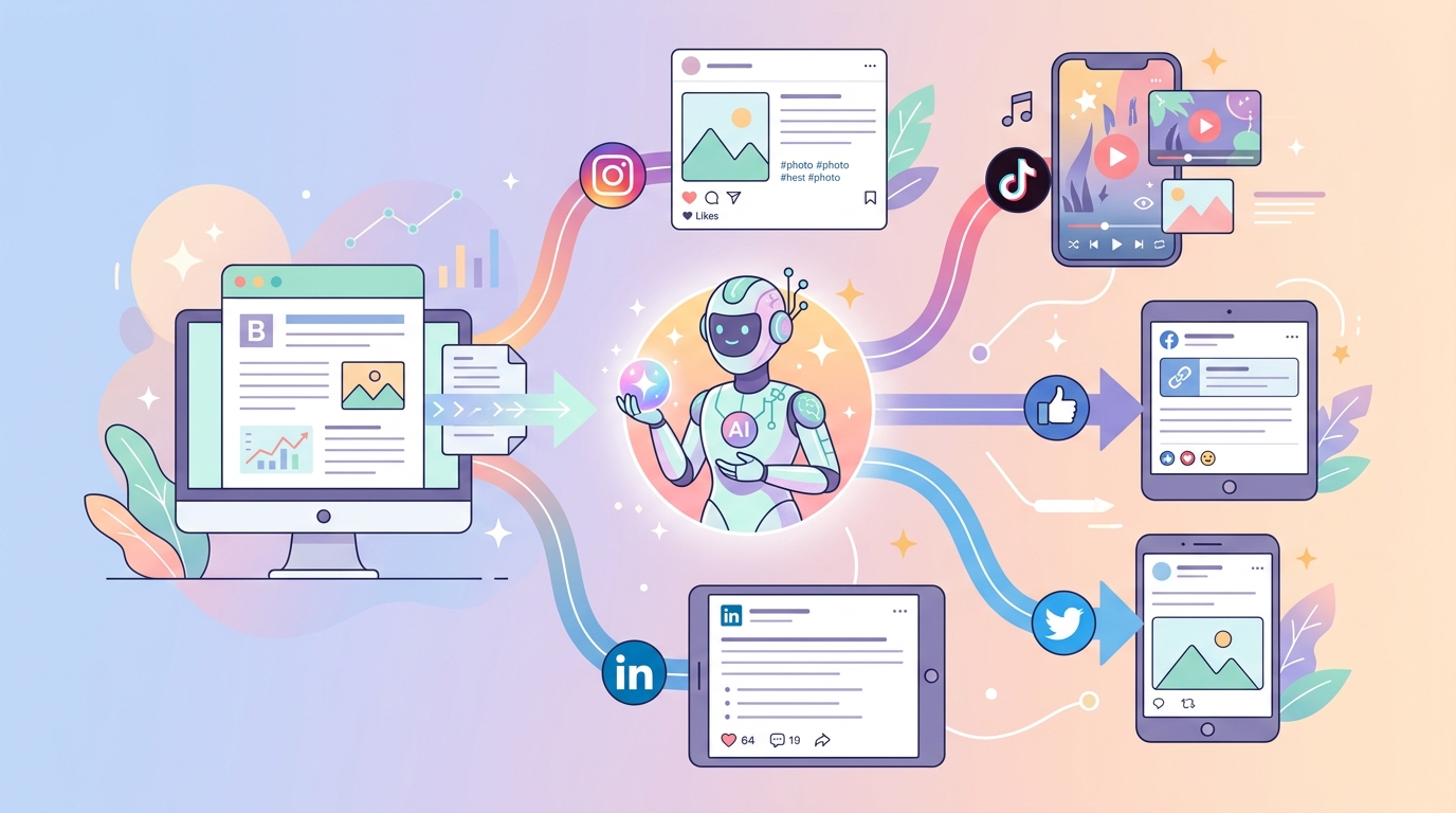 AI 콘텐츠 마케팅 도구로 하나의 블로그 글을 여러 SNS 콘텐츠로 재활용하는 과정