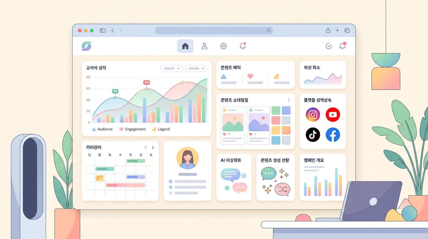 시그마인 AI SNS 콘텐츠 마케팅 플랫폼 대시보드 화면
