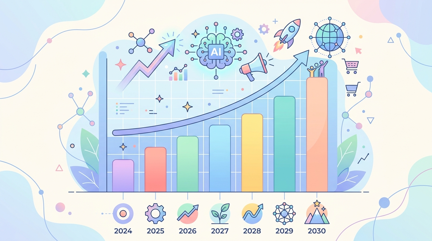 AI 마케팅 시장 규모 성장 그래프 2024년부터 2030년까지