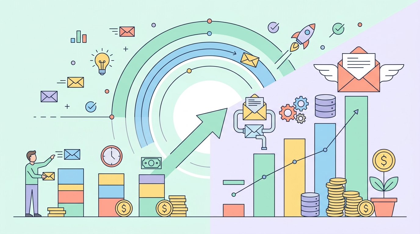 이메일 마케팅 자동화 ROI 비교 인포그래픽 차트