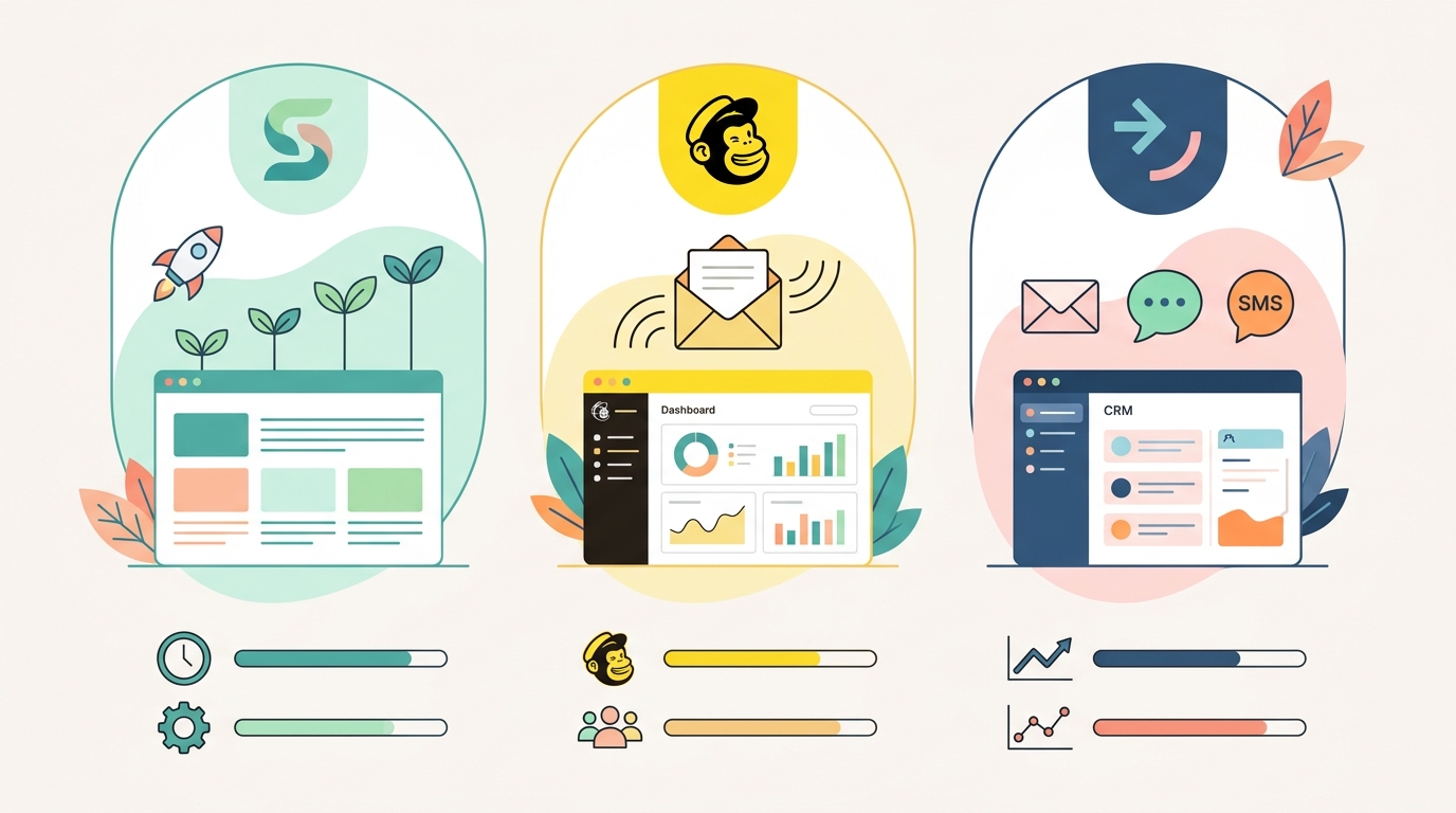 이메일 마케팅 자동화 도구 스티비 메일침프 브레보 비교 화면