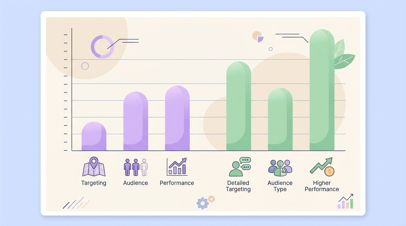 페이스북 광고 브로드 타겟팅과 상세 타겟팅 성과 비교 그래프