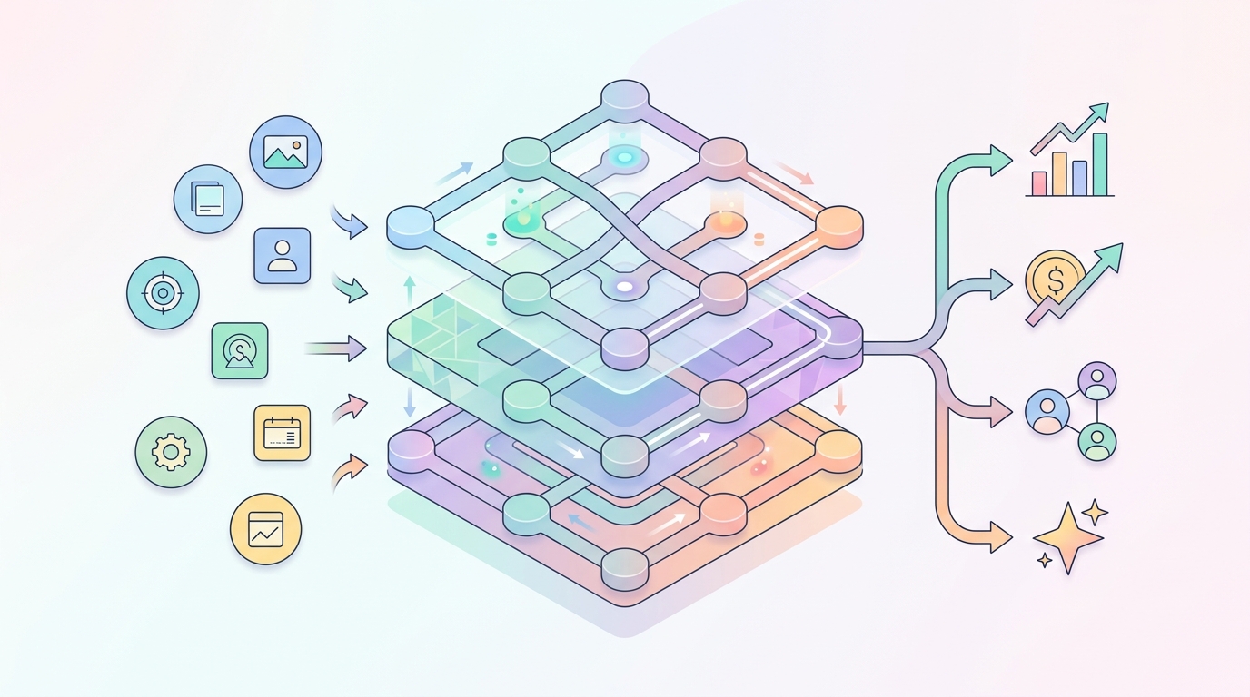 Meta Lattice AI 알고리즘이 광고 성과를 최적화하는 구조 다이어그램