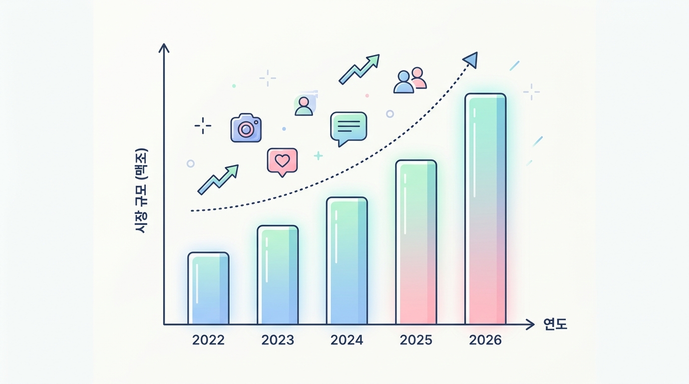 2026년 인플루언서 마케팅 시장 규모 성장 그래프