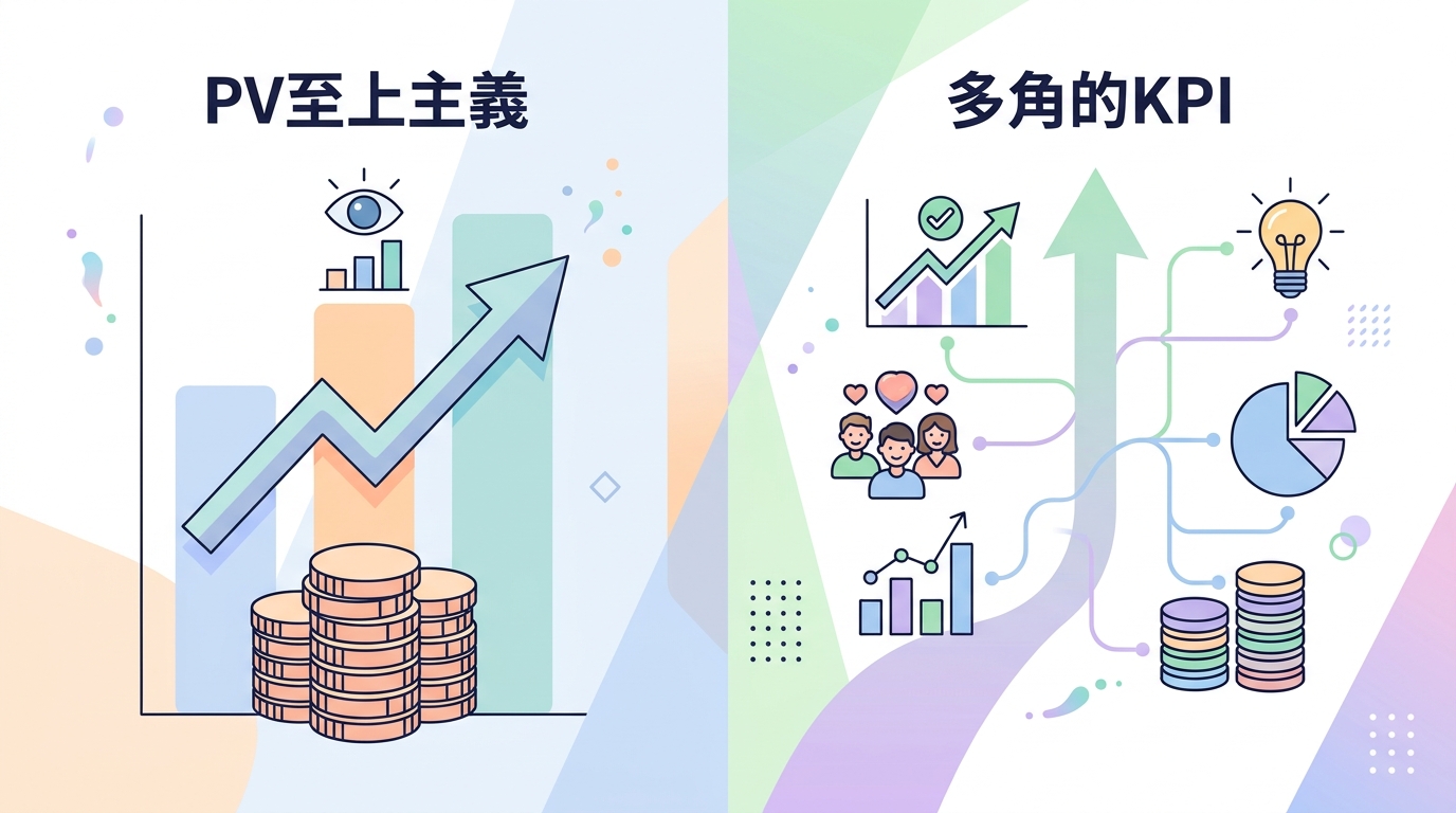 PV至上主義から多角的KPIへの変化を示す比較チャート