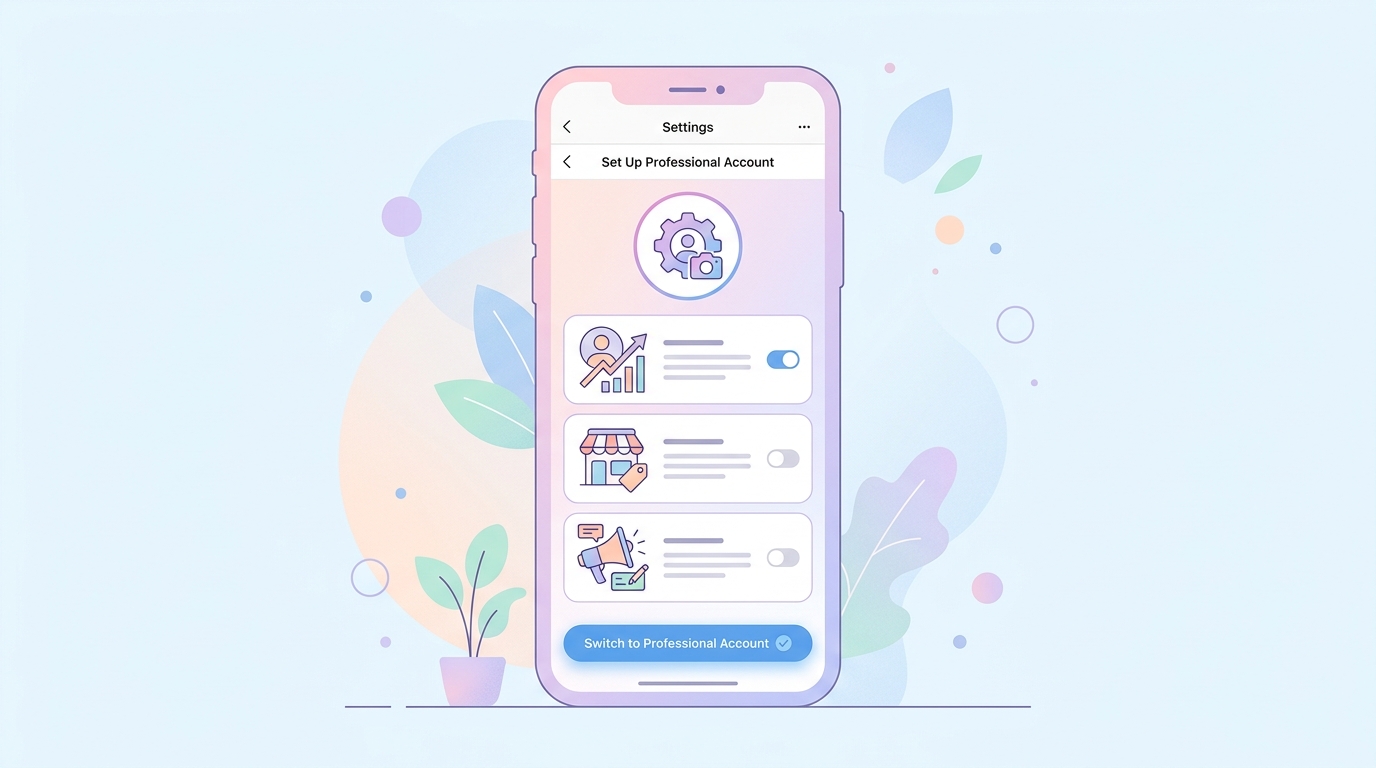 Instagramプロアカウントへの切り替え設定画面