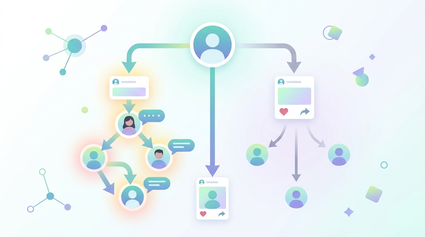 Threadsのアルゴリズムが会話（リプライ）を重視する仕組みの図解
