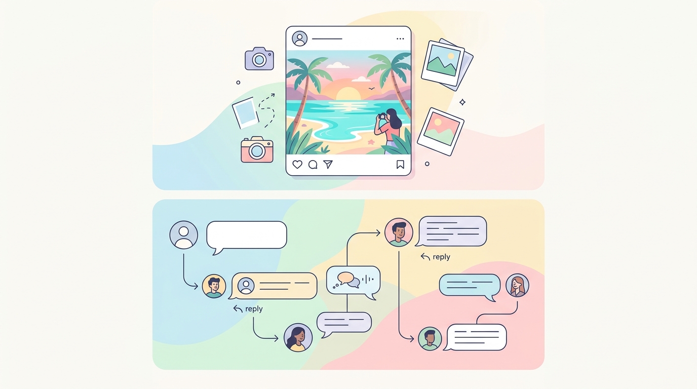 Instagramの映え投稿とThreadsの会話型投稿を比較した具体例