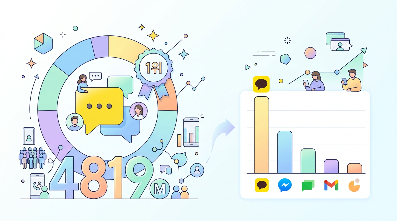 카카오톡 채널 MAU 4819만 명 국내 메신저 점유율 1위 통계 인포그래픽