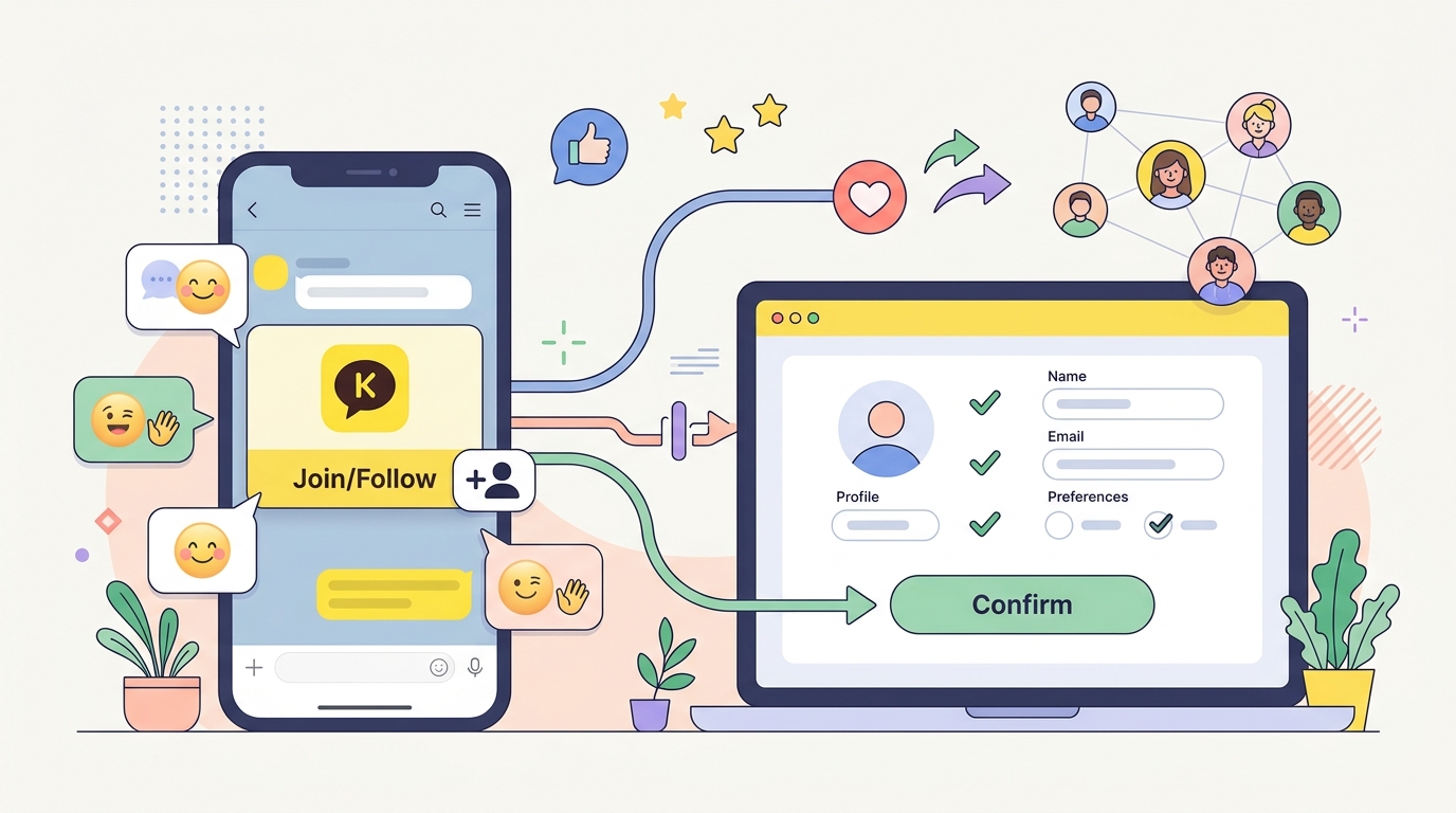 카카오톡 채널 친구 늘리기 카카오싱크 회원가입 연동 화면