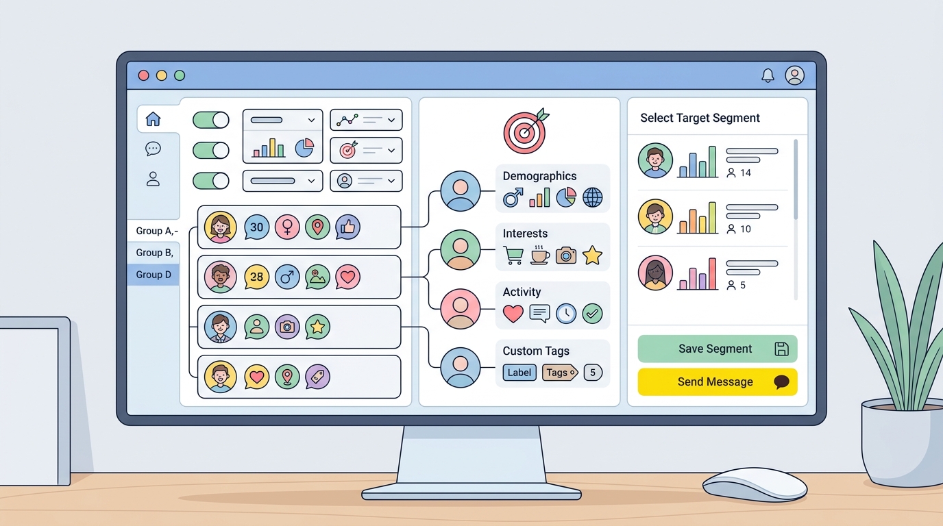 카카오톡 채널 개인화 타겟팅 메시지 발송 세그먼트 설정 화면