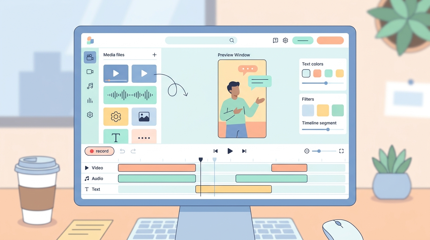 링크드인에서 60초 미만 세로형 숏폼 비디오를 제작하는 마케터의 작업 화면