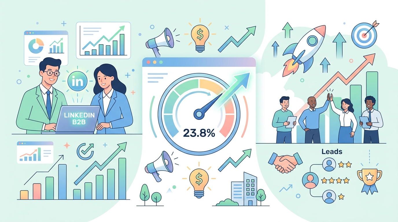 링크드인 B2B 마케팅 성공 사례 전환율 23.8% 달성한 VistaVu Solutions 캠페인 결과 화면
