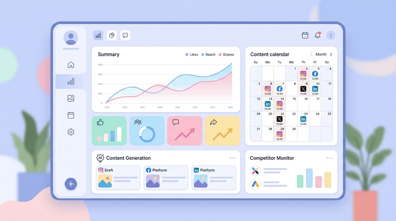 시그마인 AI SNS 콘텐츠 마케팅 자동화 플랫폼 대시보드 화면