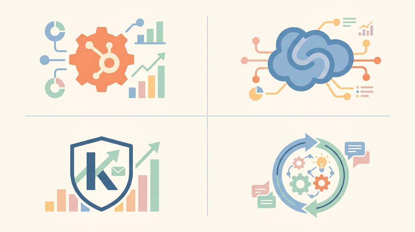 HubSpot Salesforce Klaviyo ActiveCampaign 마케팅 자동화 도구 로고 비교