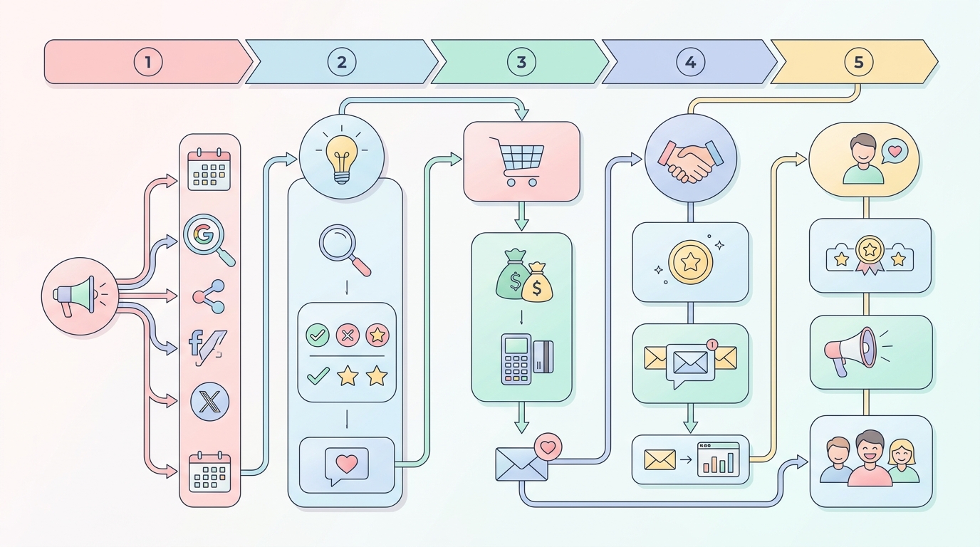 고객 여정 단계별 마케팅 자동화 시나리오 플로우차트