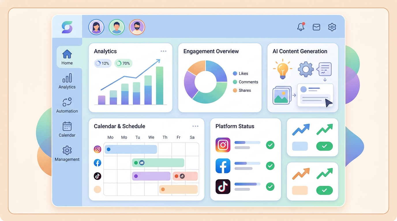 시그마인 AI SNS 콘텐츠 마케팅 자동화 플랫폼 대시보드 화면