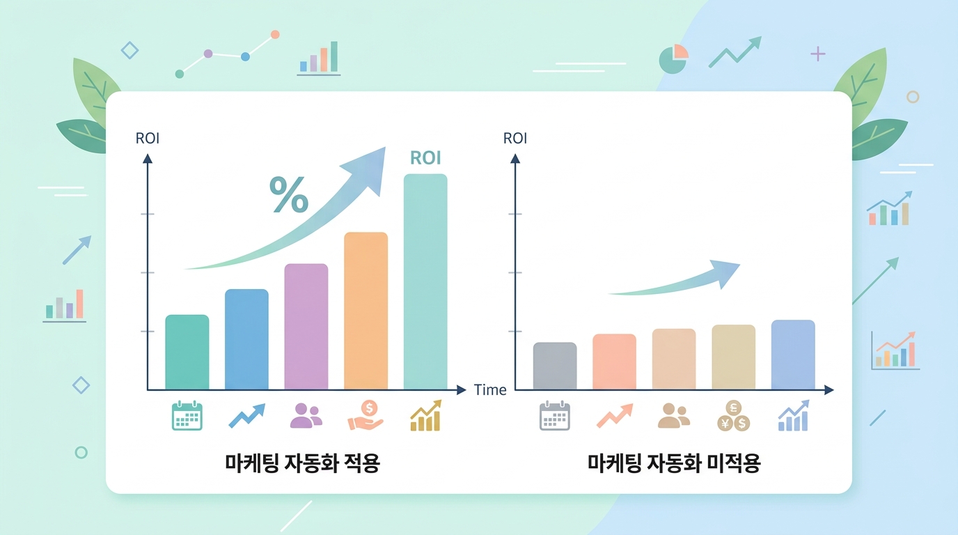 마케팅 자동화 ROI 성과 그래프 비교 차트