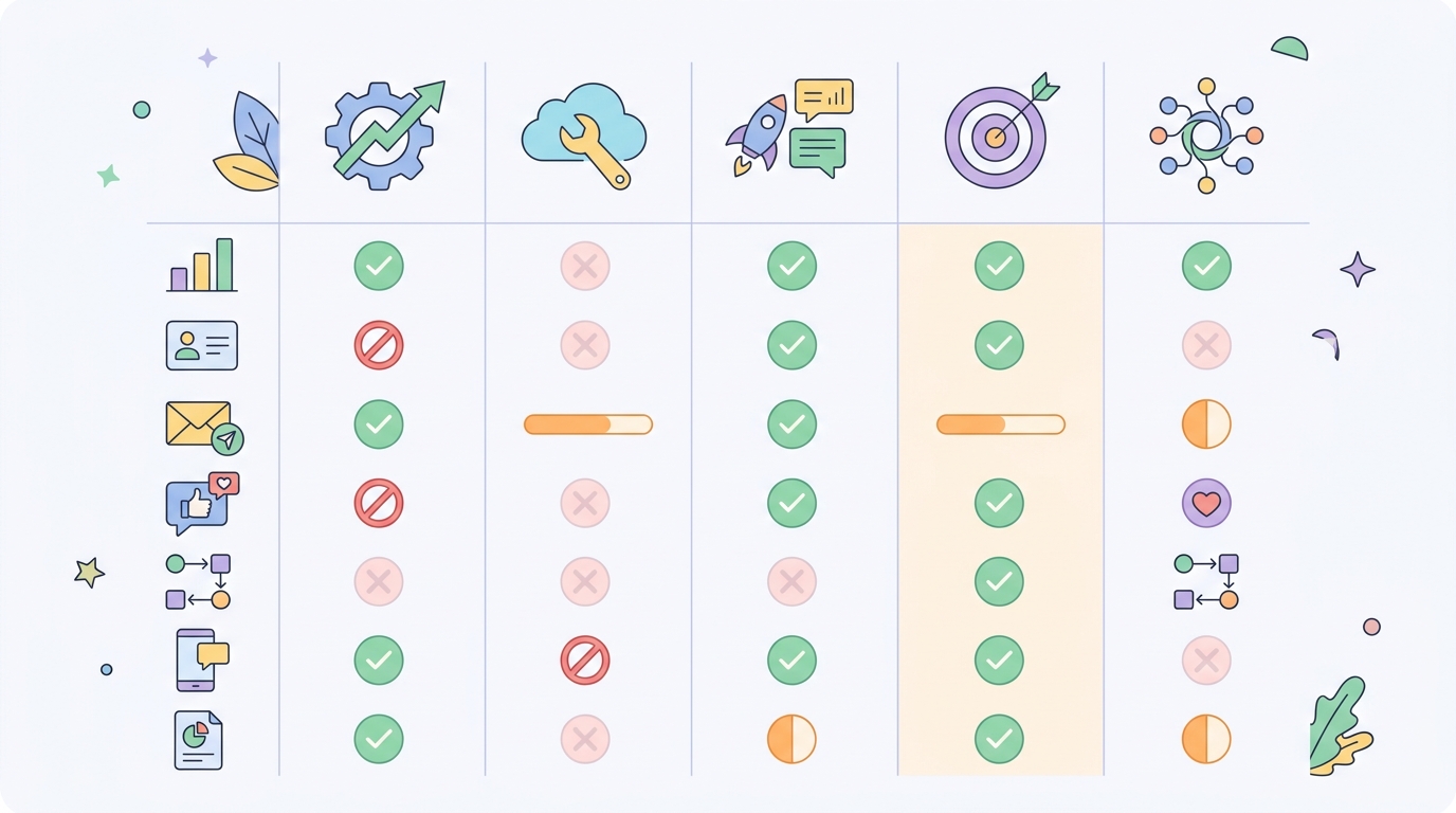 마케팅 자동화 도구 비교표 HubSpot Salesforce Braze TasOn 시그마인