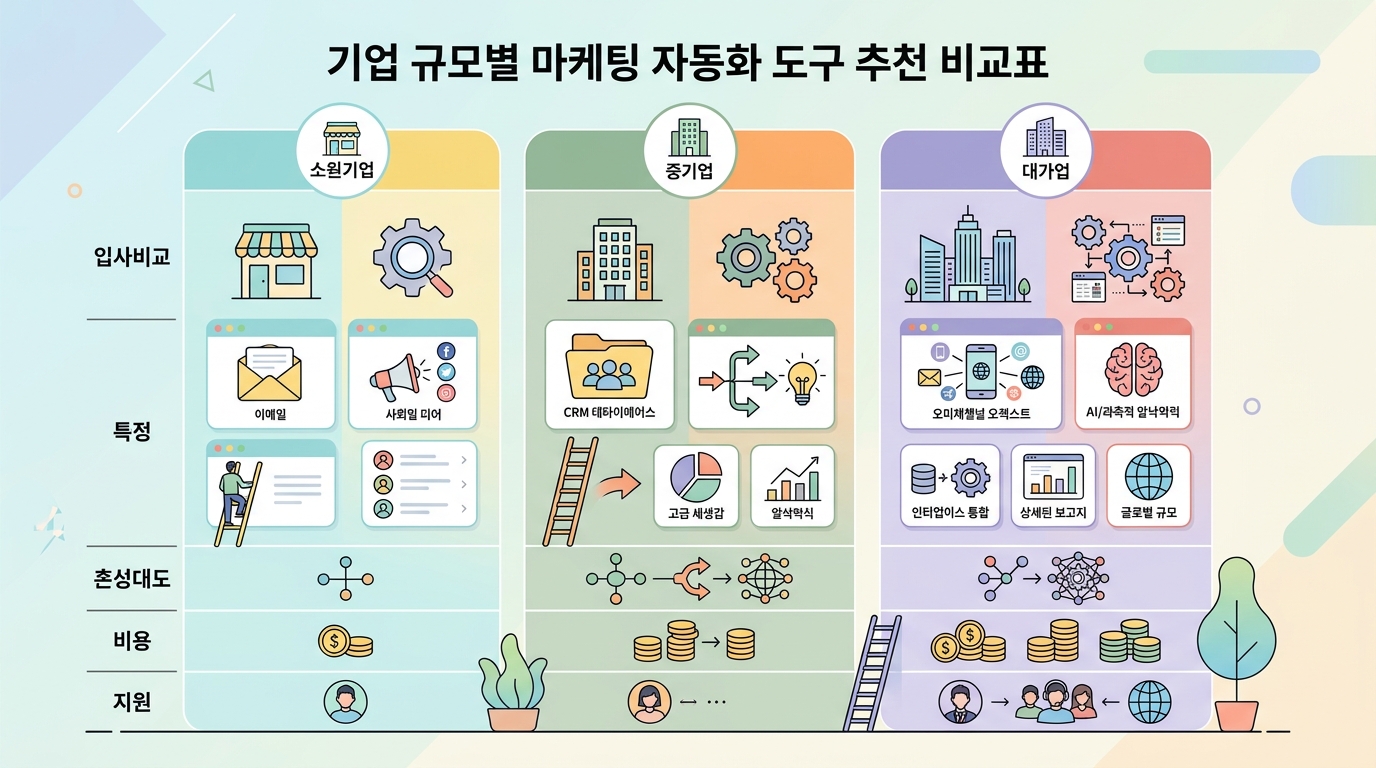 기업 규모별 마케팅 자동화 도구 추천 비교표