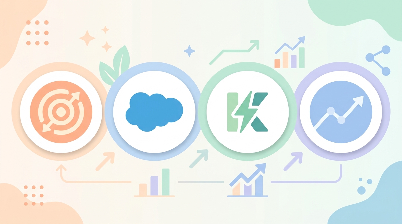 HubSpot Salesforce Klaviyo 등 마케팅 자동화 도구 로고 비교
