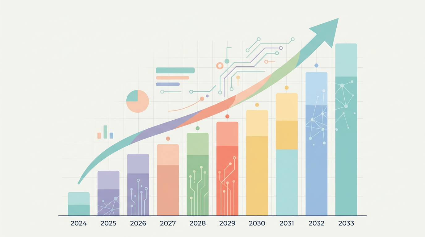 생성형 AI 마케팅 시장 규모 성장 그래프 2024년부터 2033년까지
