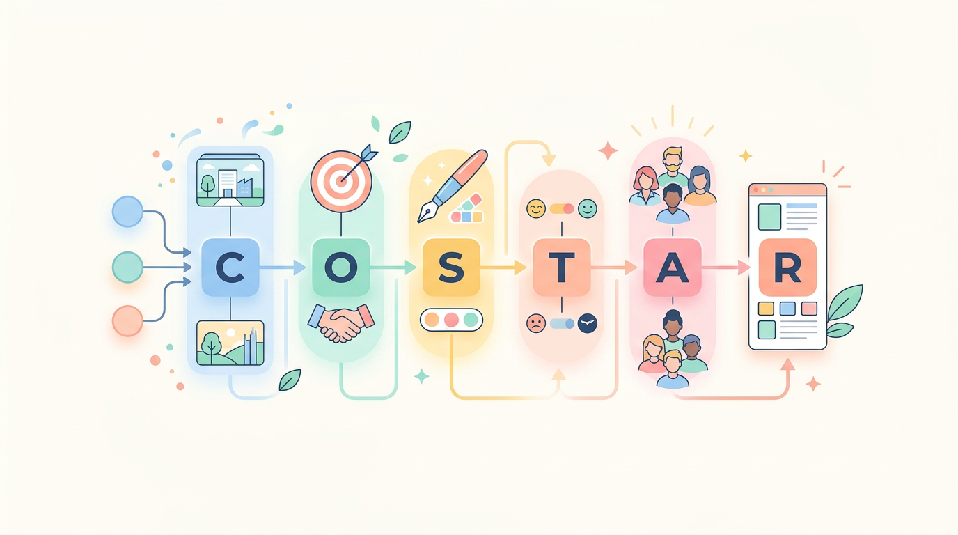 ChatGPT 마케팅 콘텐츠 제작을 위한 CO-STAR 프롬프트 프레임워크 구조도
