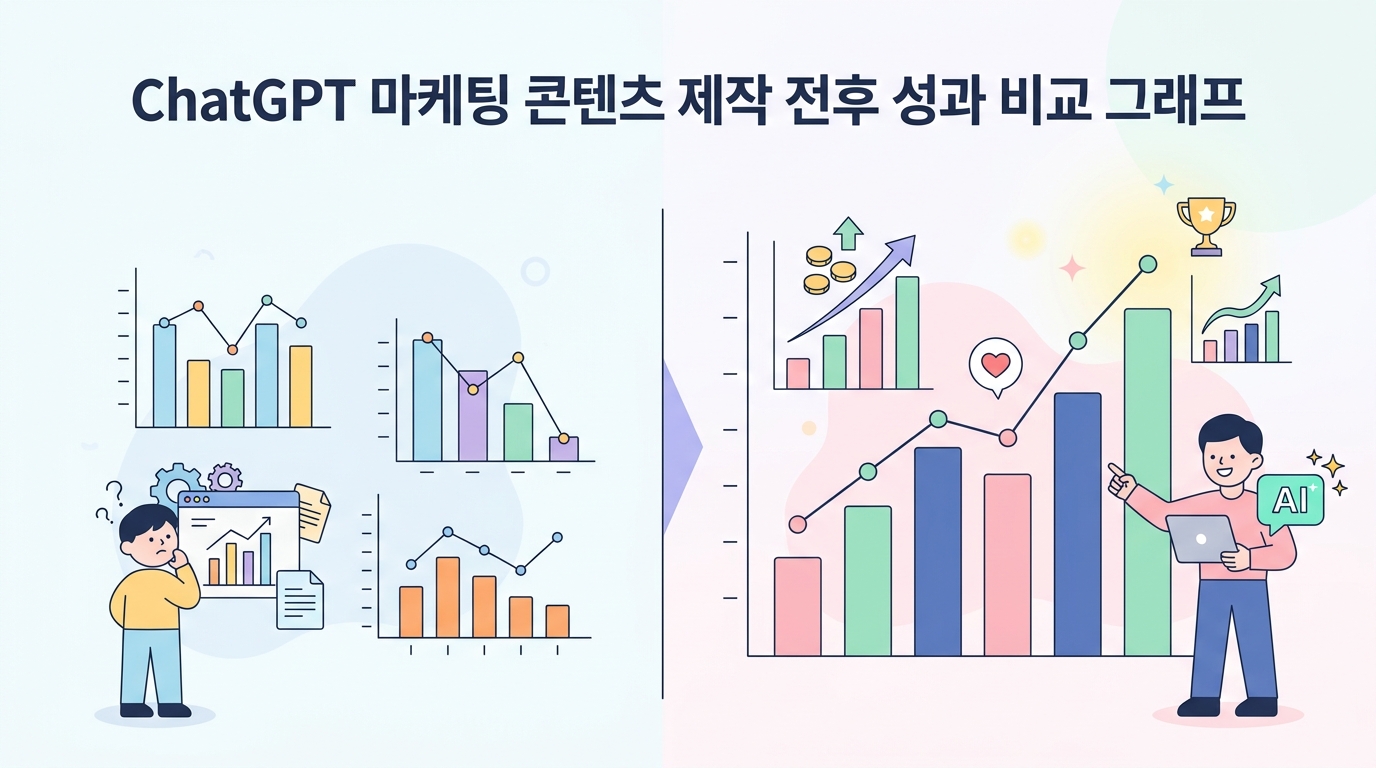 ChatGPT 마케팅 콘텐츠 제작 전후 성과 비교 그래프
