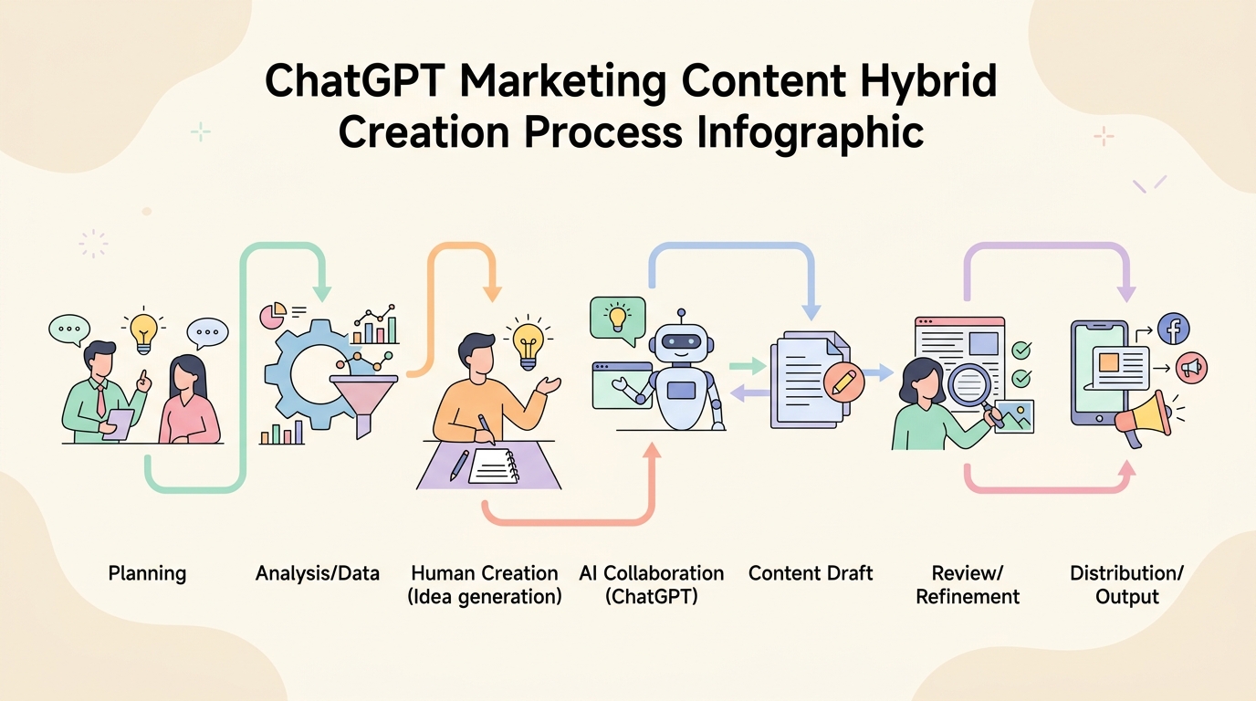 ChatGPT 마케팅 콘텐츠 하이브리드 제작 프로세스 인포그래픽