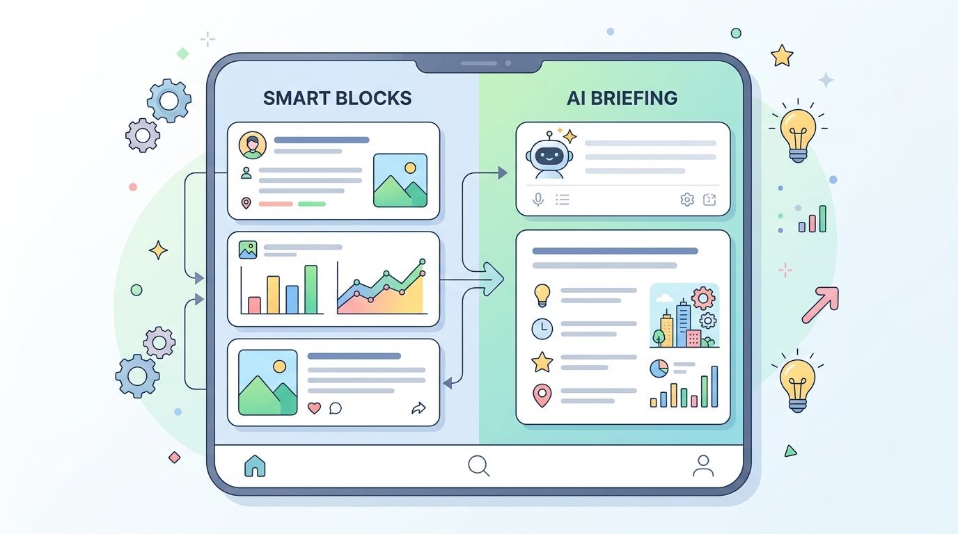2026년 네이버 검색 알고리즘 변화를 보여주는 스마트블록과 AI 브리핑 화면