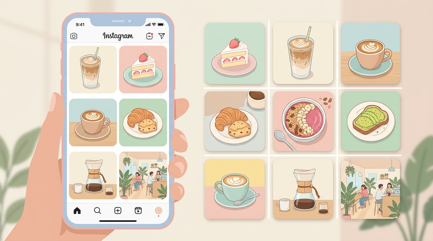 인스타그램 피드에 올린 소상공인 카페 메뉴 사진 예시