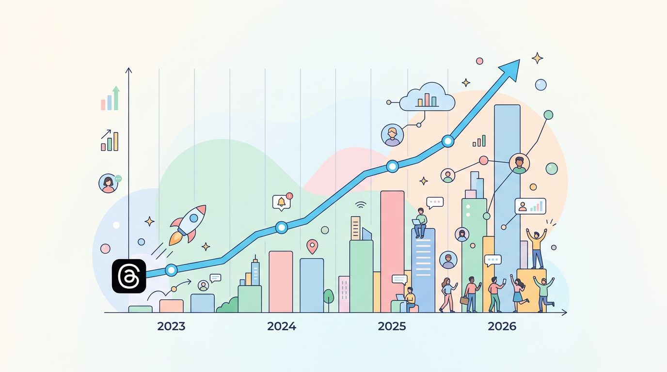 스레드 Threads 플랫폼 성장 통계 그래프 2026년 기준