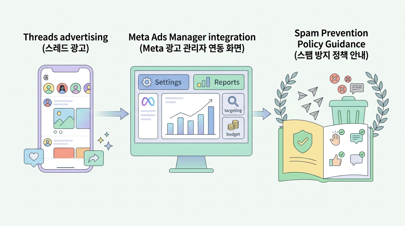 스레드 광고 Meta 광고 관리자 연동 화면과 스팸 방지 정책 안내