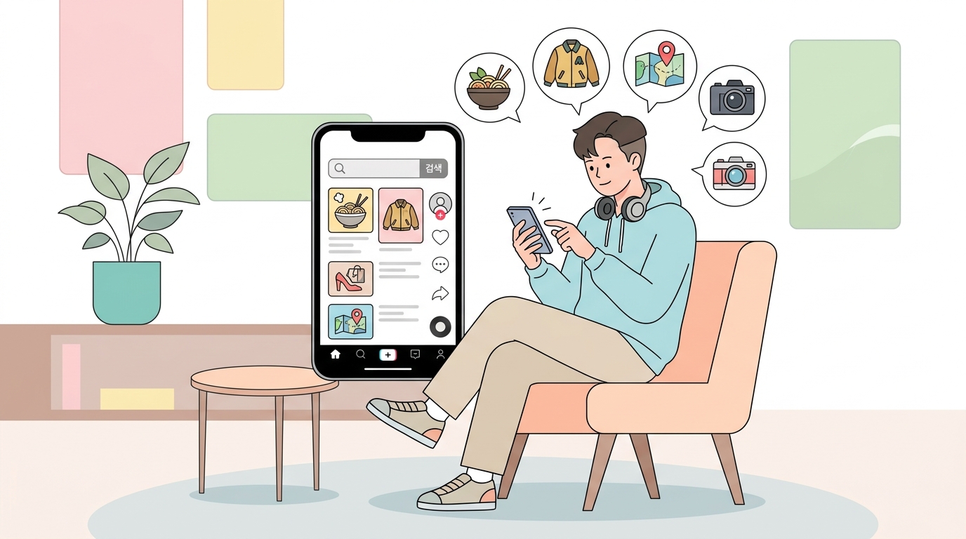 틱톡을 검색 엔진으로 활용하는 Z세대 사용자 모습
