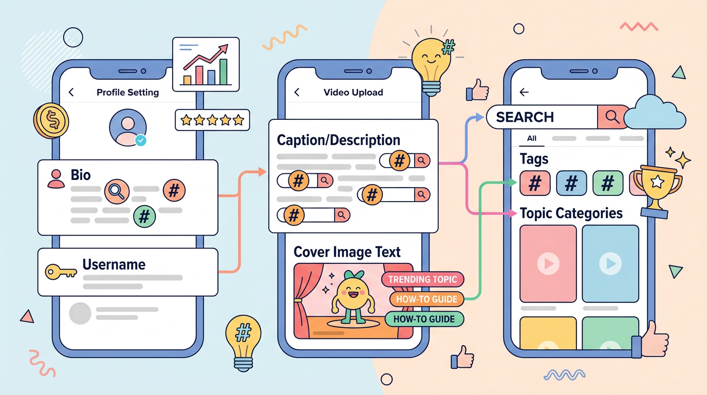 틱톡 SEO 최적화를 위한 키워드 배치 방법 예시