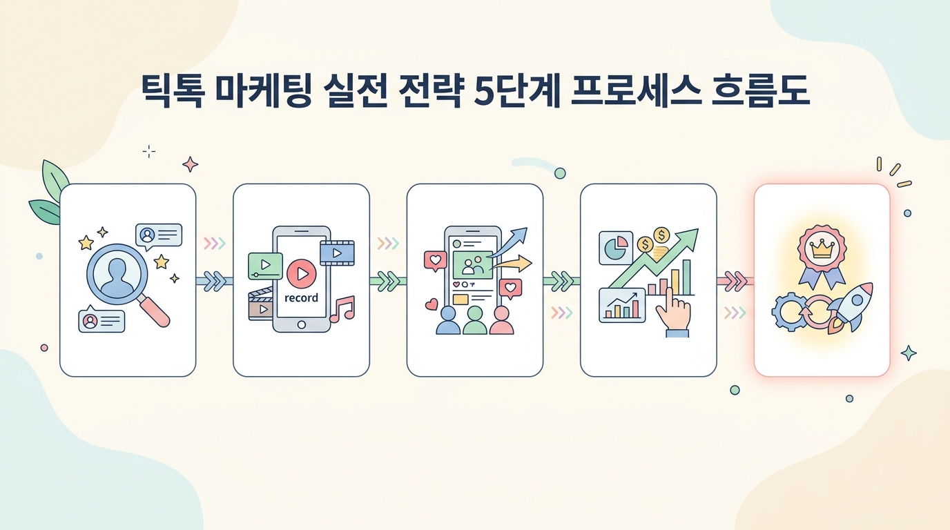 틱톡 마케팅 실전 전략 5단계 프로세스 흐름도