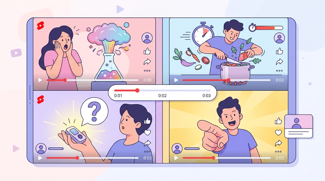 유튜브 쇼츠 초반 3초 후킹 기법 예시 화면